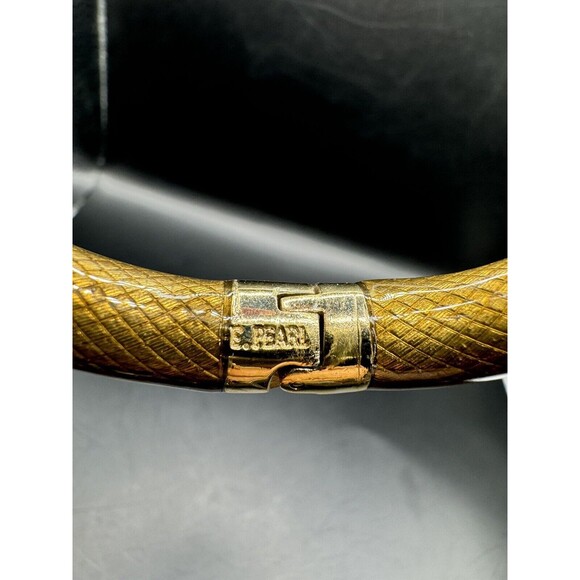 Erwin Pearl Snakeskin Bangle Bracelet Gold Signed 22kt Yellow Gold Plated - Picture 5 of 7